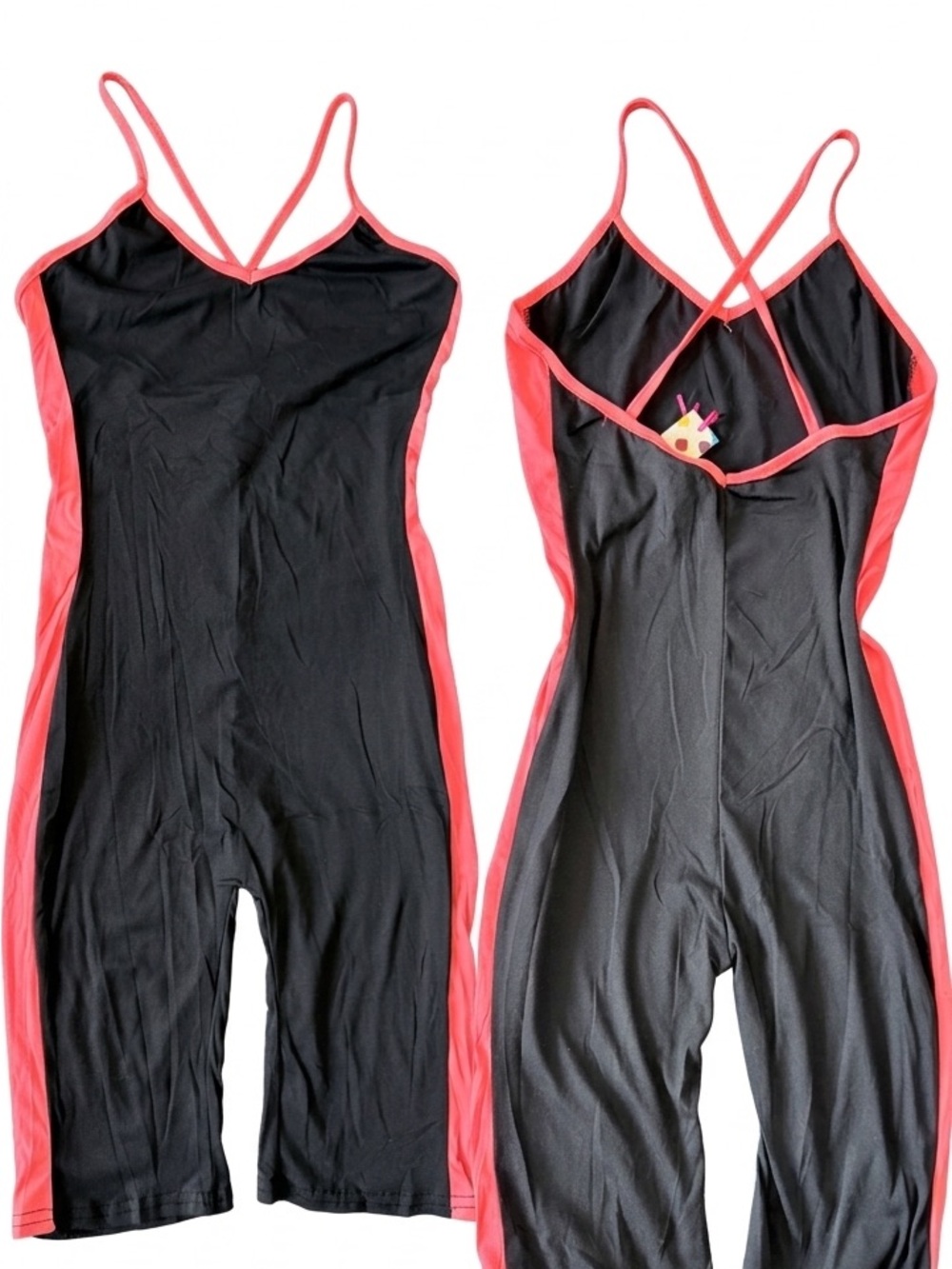Black One-Piece with Coral Pink Trim S, XL, XXL